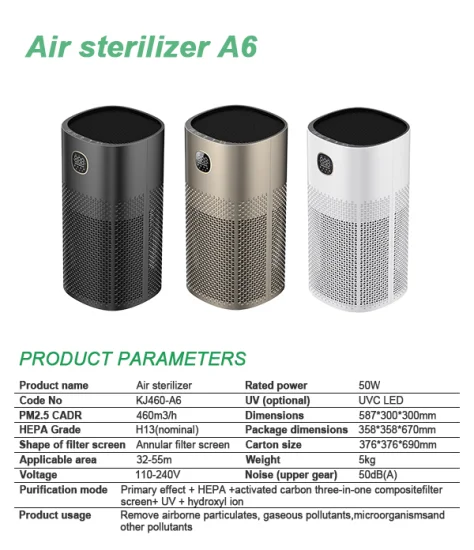 Stérilisateur d'air UVC à ions d'eau HEPA 13 de qualité médicale WiFi OEM